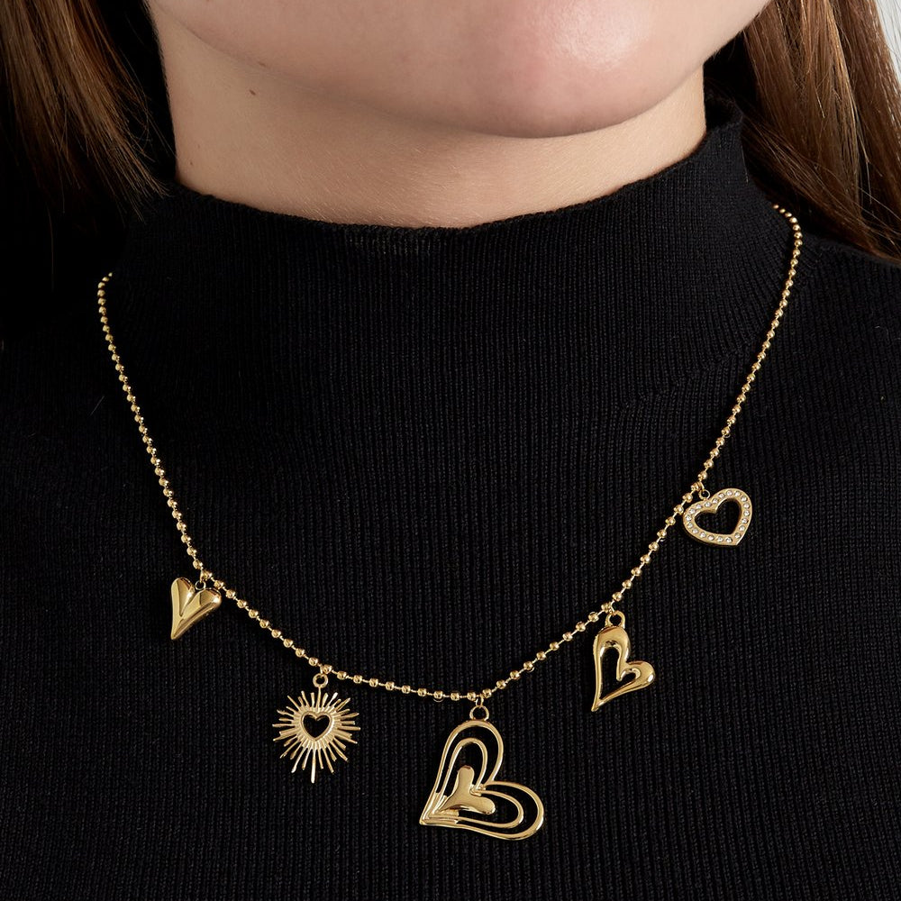 Bedelketting hearts - Zilver ketting