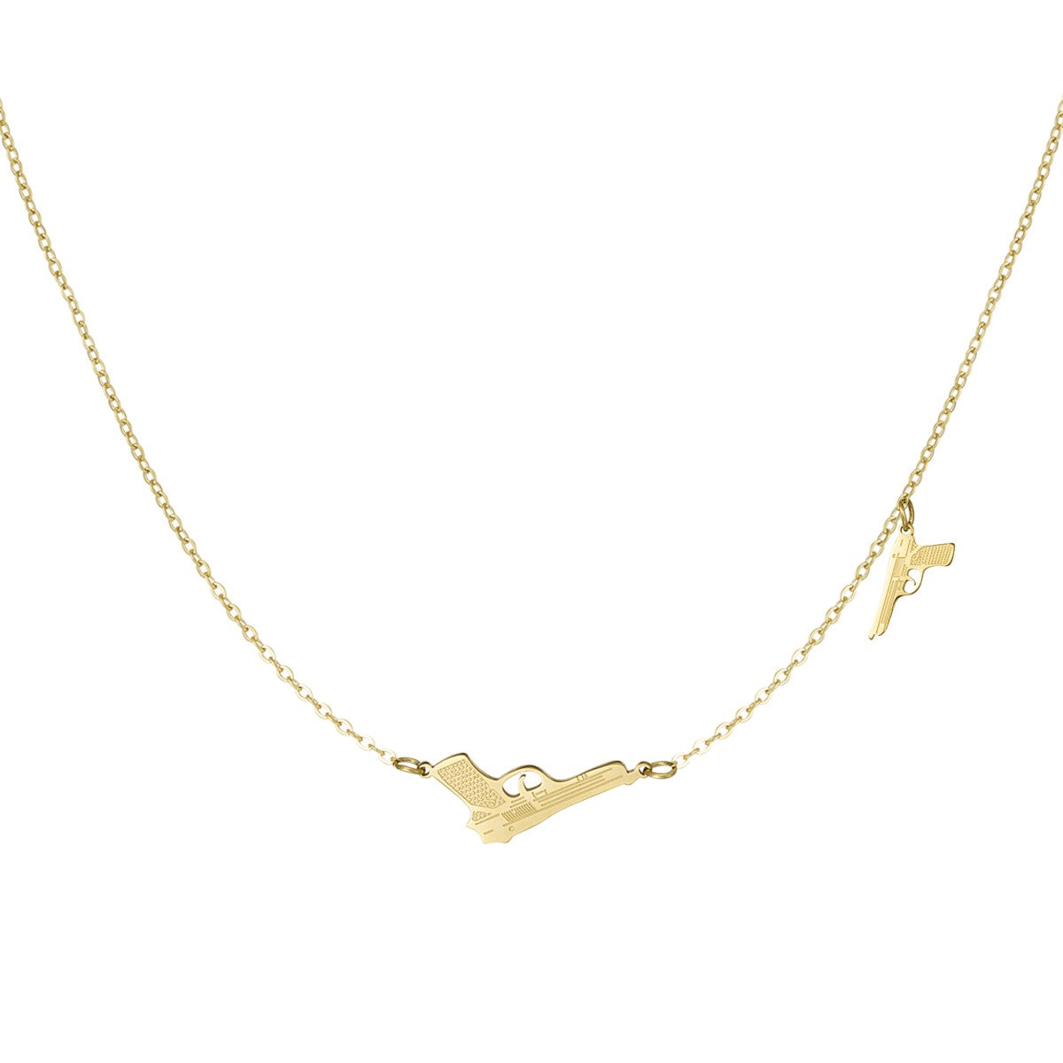 Ketting two guns - Goud Ketting