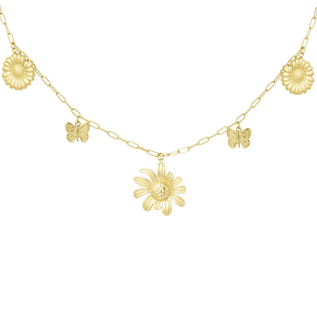 Bedelketting flowerlicious - Goud kettingen