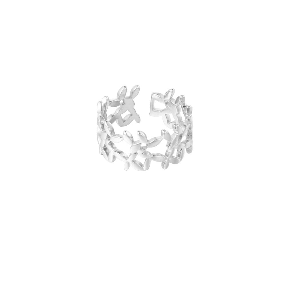 Ring cute flowers - Zilver ring