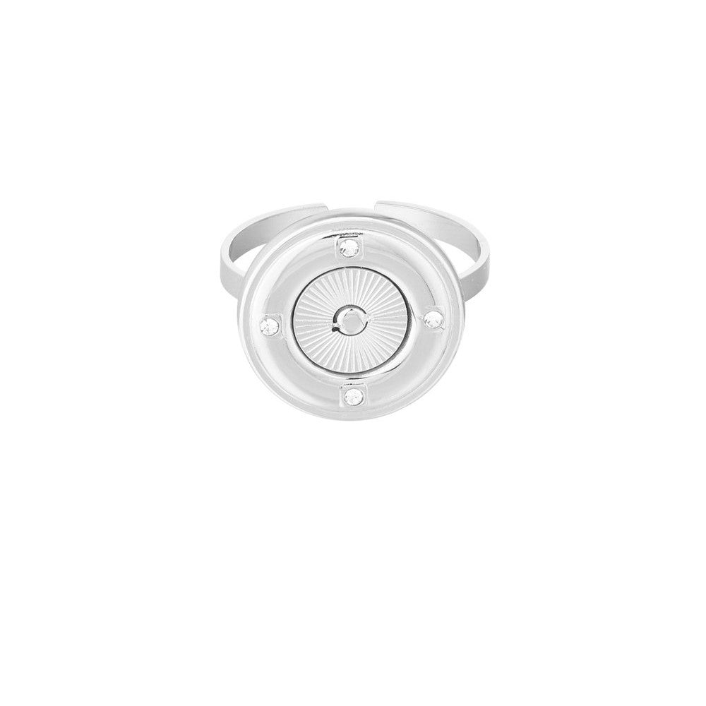 Ring rond met strass - Zilver Ringen