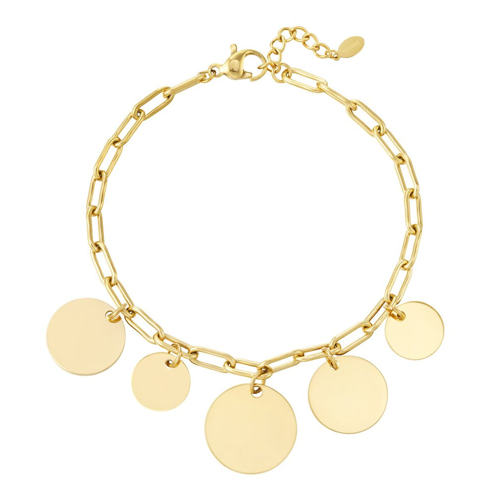 Schakelarmband coins - Goud armband