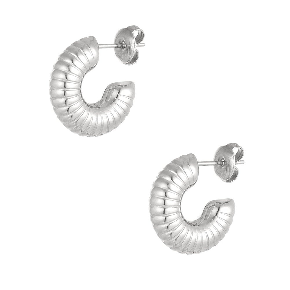 Oorbellen striped moon - Zilver oorbellen