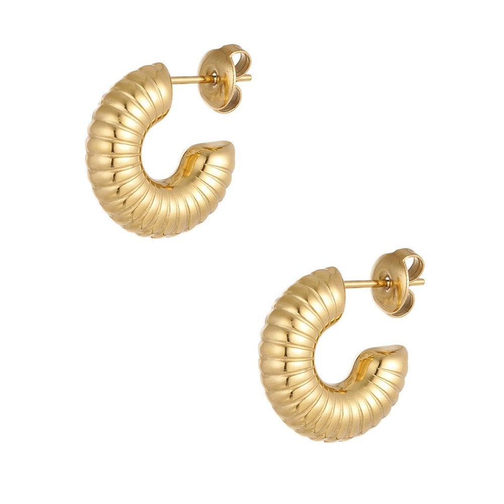 Oorbellen striped moon - Goud oorbellen