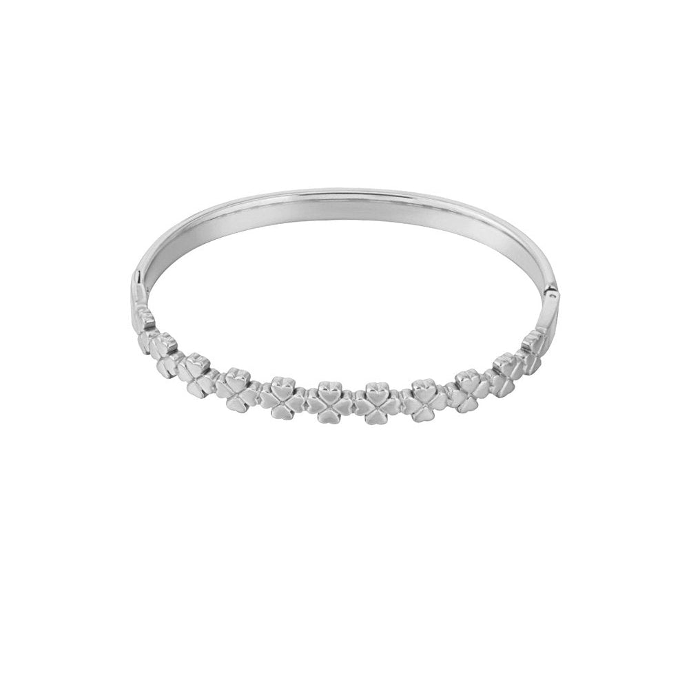 Armband bangle floral charm - Zilver armband