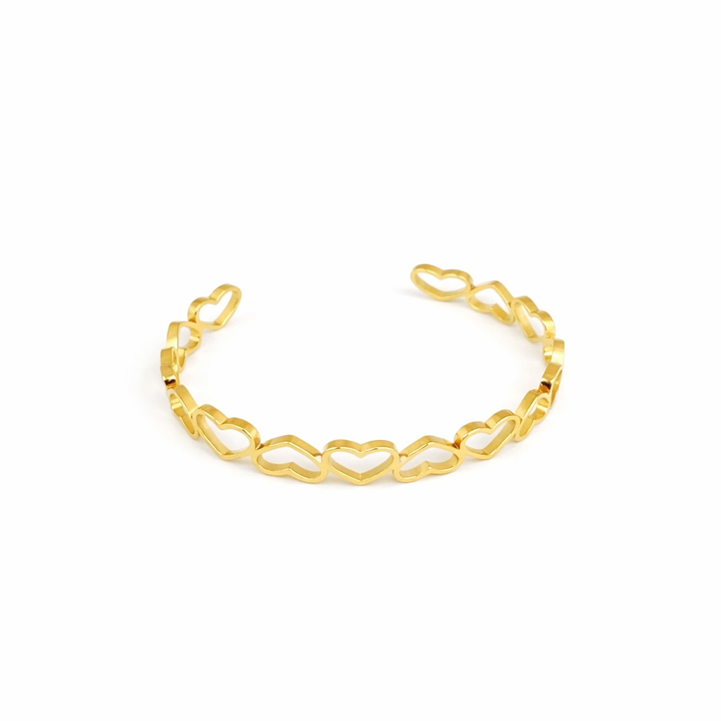Armband bangle open hearts - Goud armband