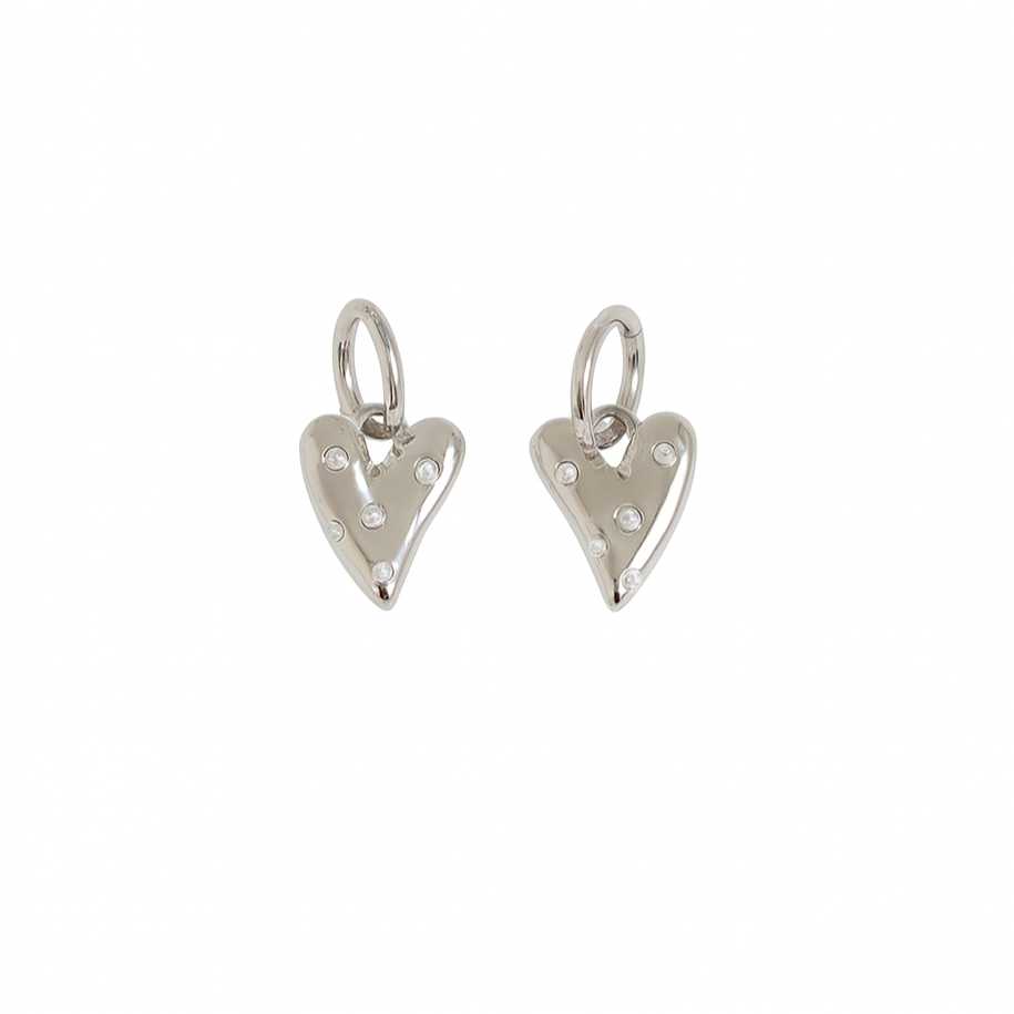 Oorbellen pearl heart - Zilver oorbellen
