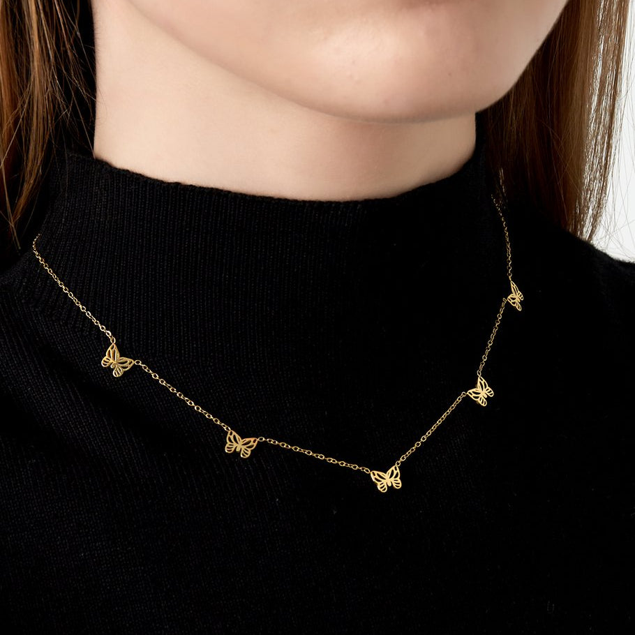 Ketting vlinders - Goud ketting