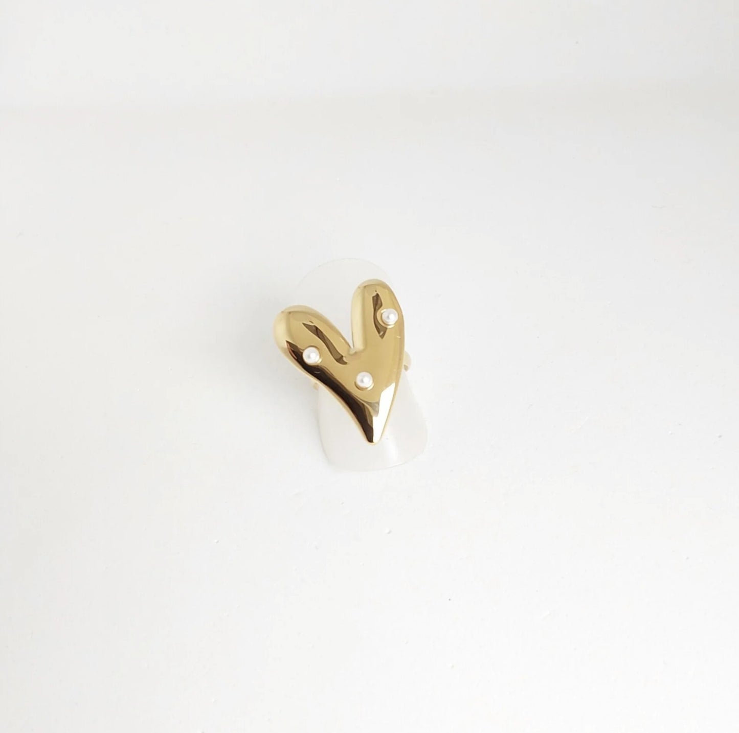 Ring pearl heart - Goud ring