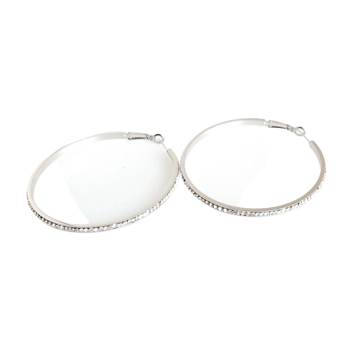 Oorbellen strassy hoops - Zilver oorbellen
