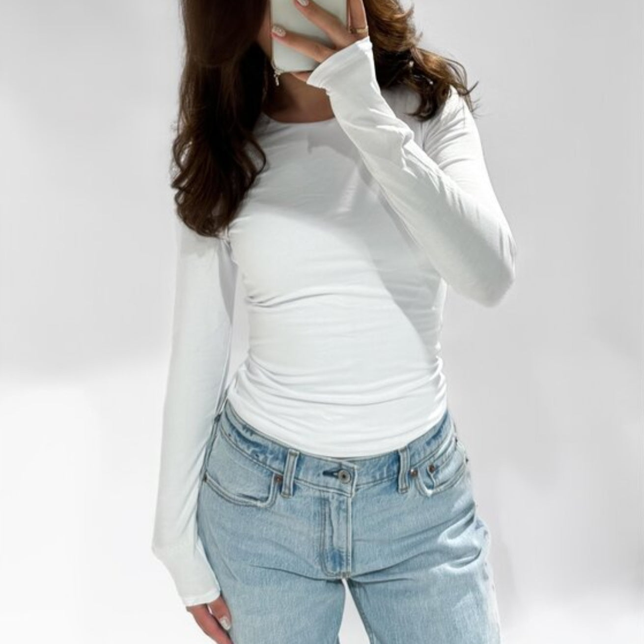 Basic Top Long Sleeve - Wit Tops