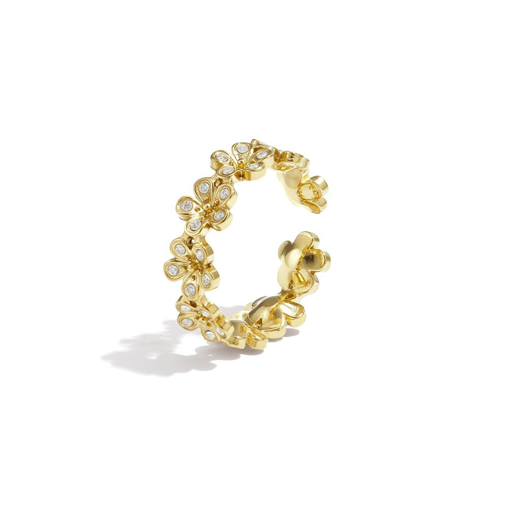 Ring bloemetjes & steentjes - Goud ringen