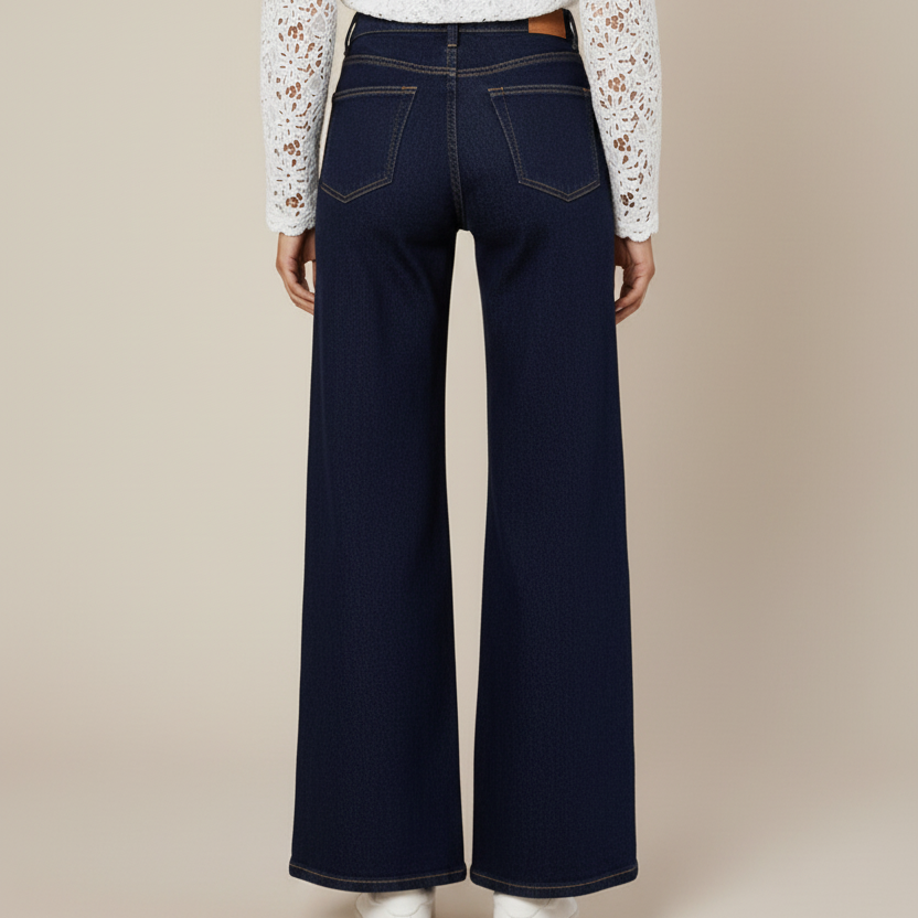 Jeans High Waist Super Wide Leg - Donkerblauw Jeans