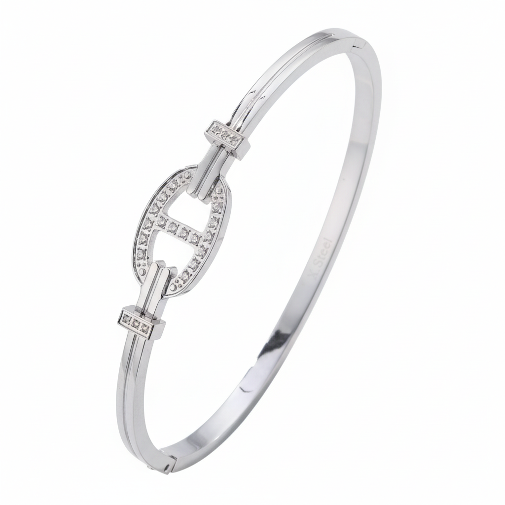 Armband bangle DD strass - Zilver armband