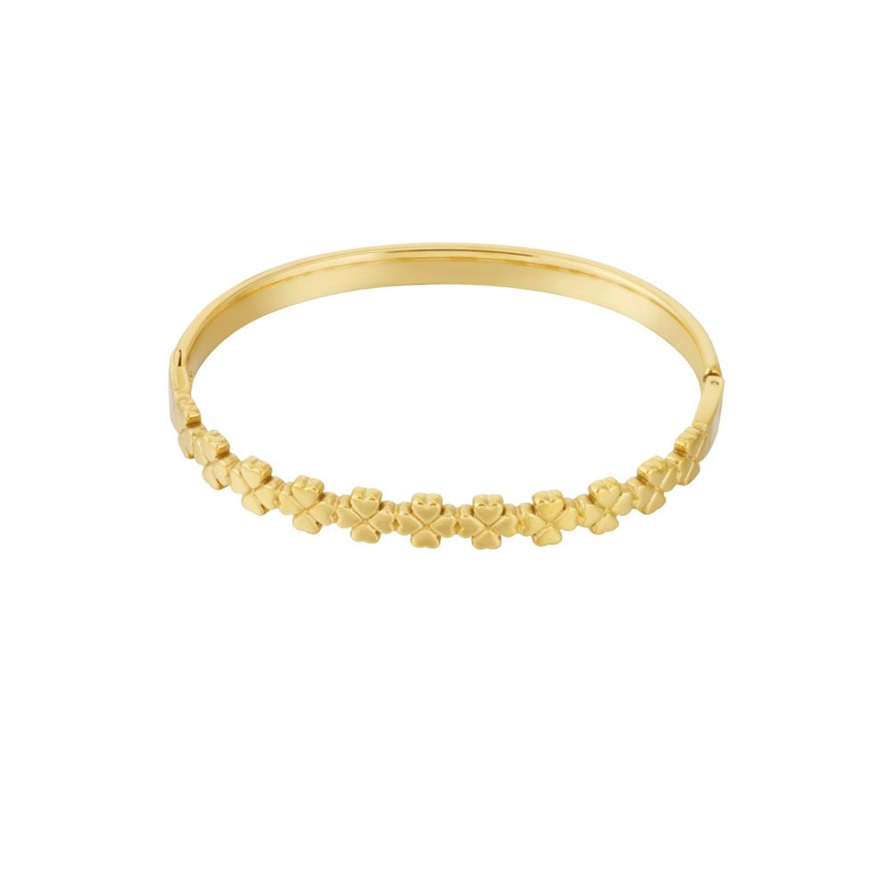 Armband bangle floral charm - Goud armband