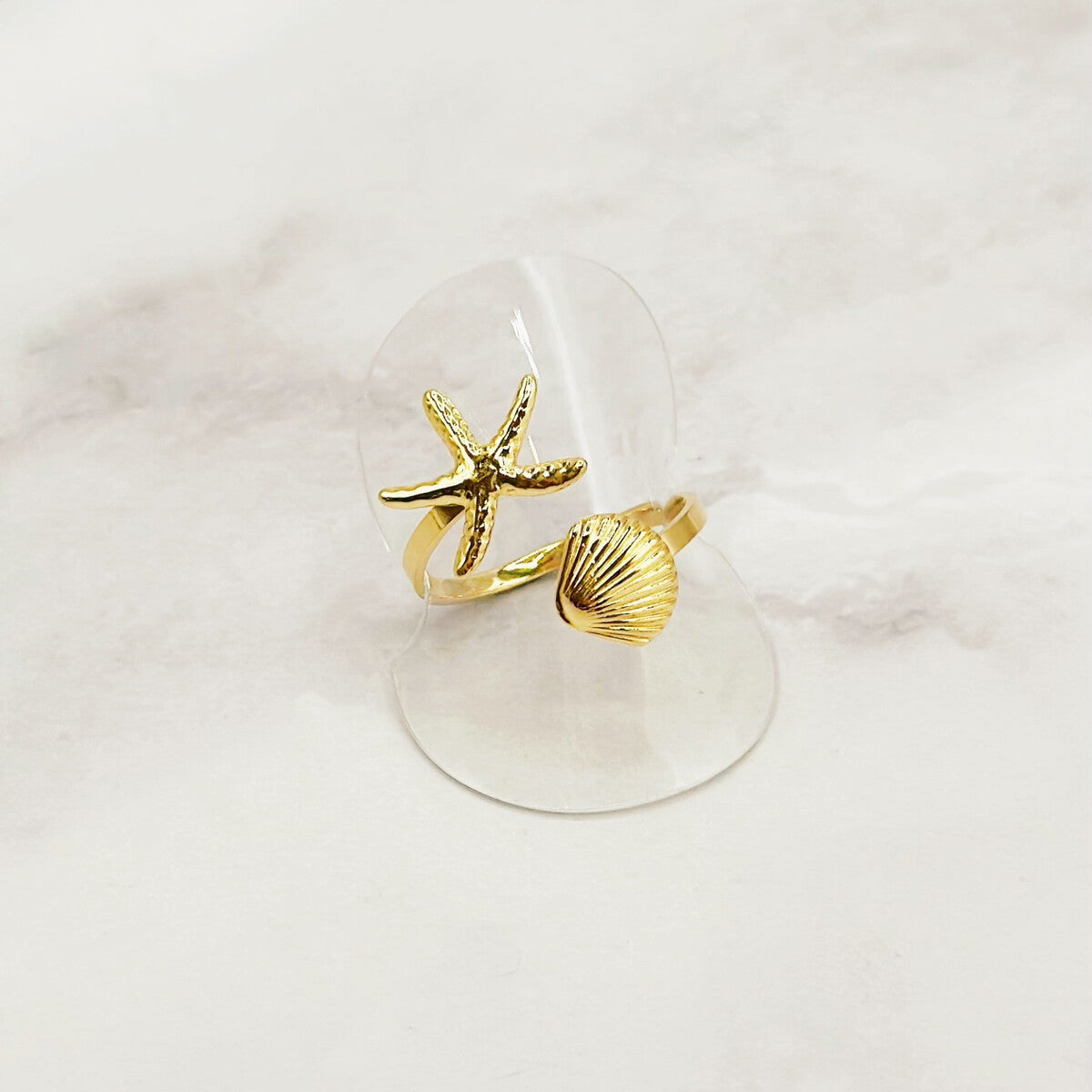 Ring schelp en zeester - Goud Ringen