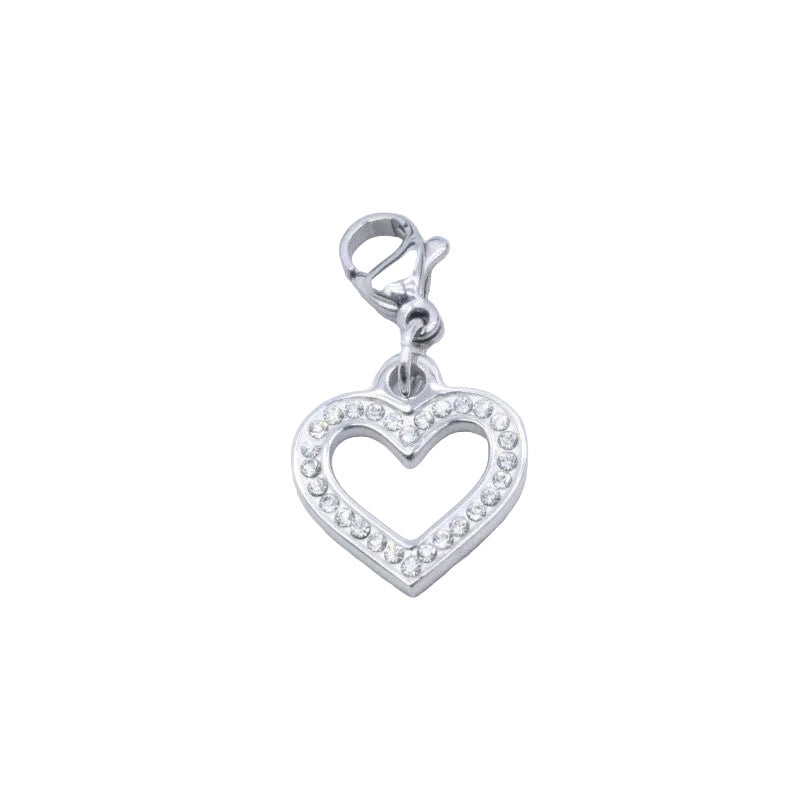 Bedel hart met strass - Zilver bedel