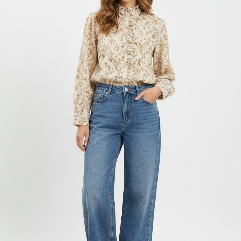 Blouse met Bloemenprint - Ecru Blouse