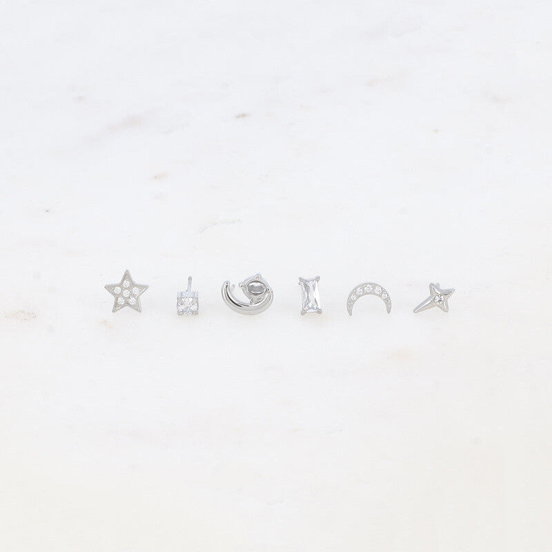 Oorbellen set 6 stuks - Zilver oorbellen