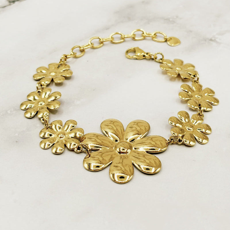 Armband big flower - Goud Armbanden
