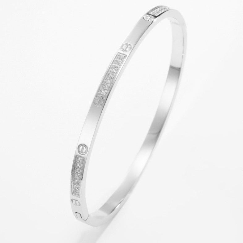 Armband bangle strass - Zilver