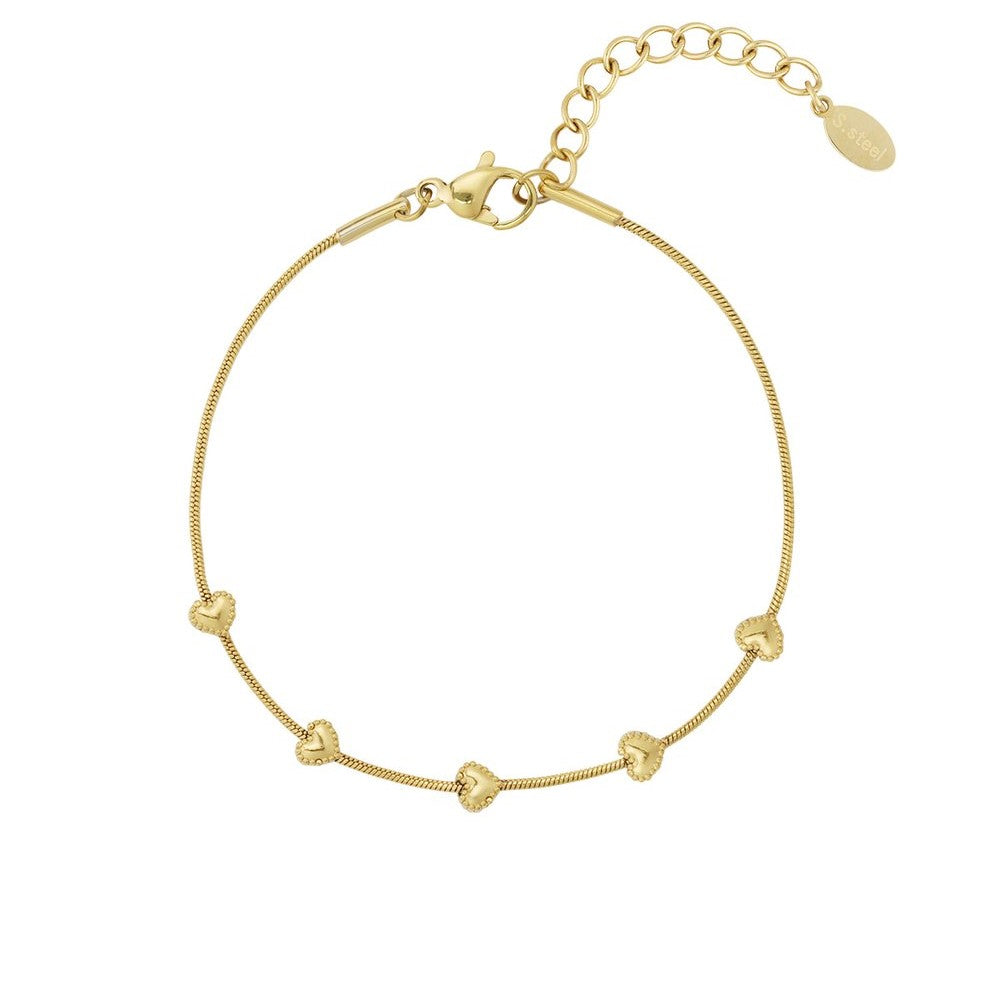 Armband cute hearts - Goud Armbanden