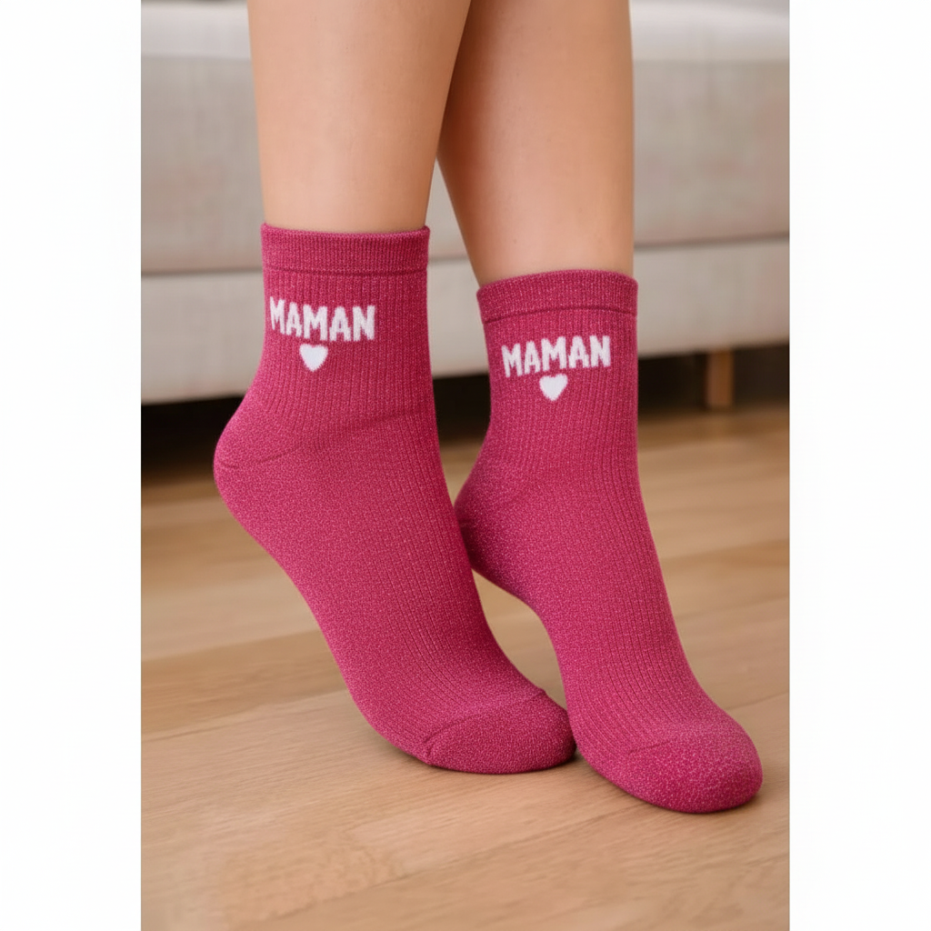 Sokken Maman - Fuchsia Glitter sokken