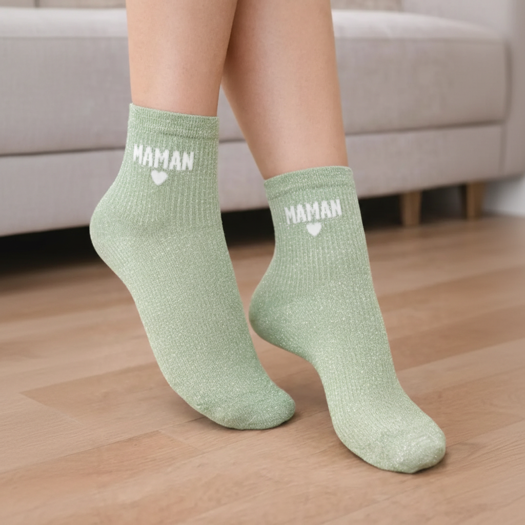 Sokken Maman - Pastelgroen Glitter sokken