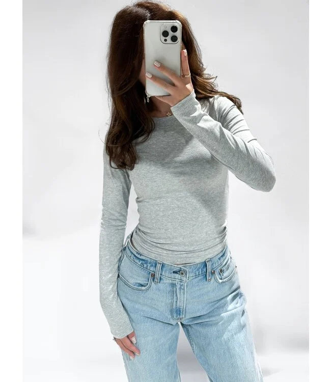 Longsleeve Top Lichtgrijs tops