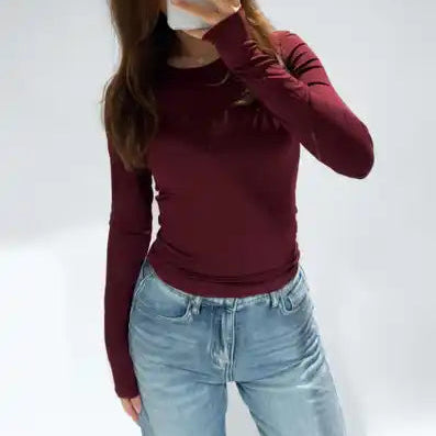 Basic Top Long Sleeve - Burgundy Tops
