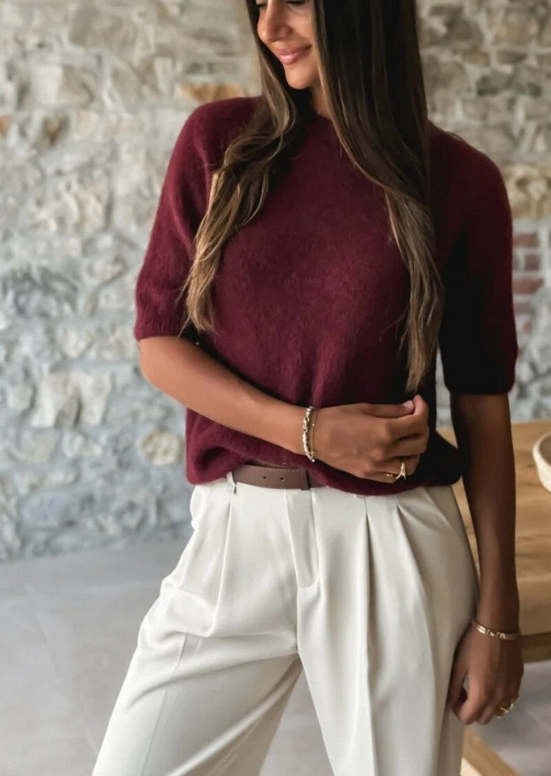 Sweater korte mouw - Bordeaux Sweaters