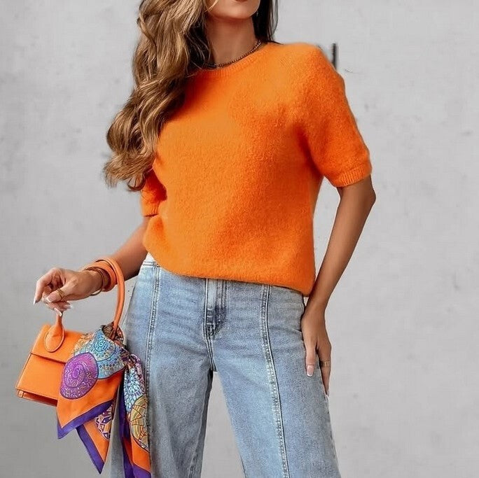 Sweater korte mouw - Oranje Sweaters