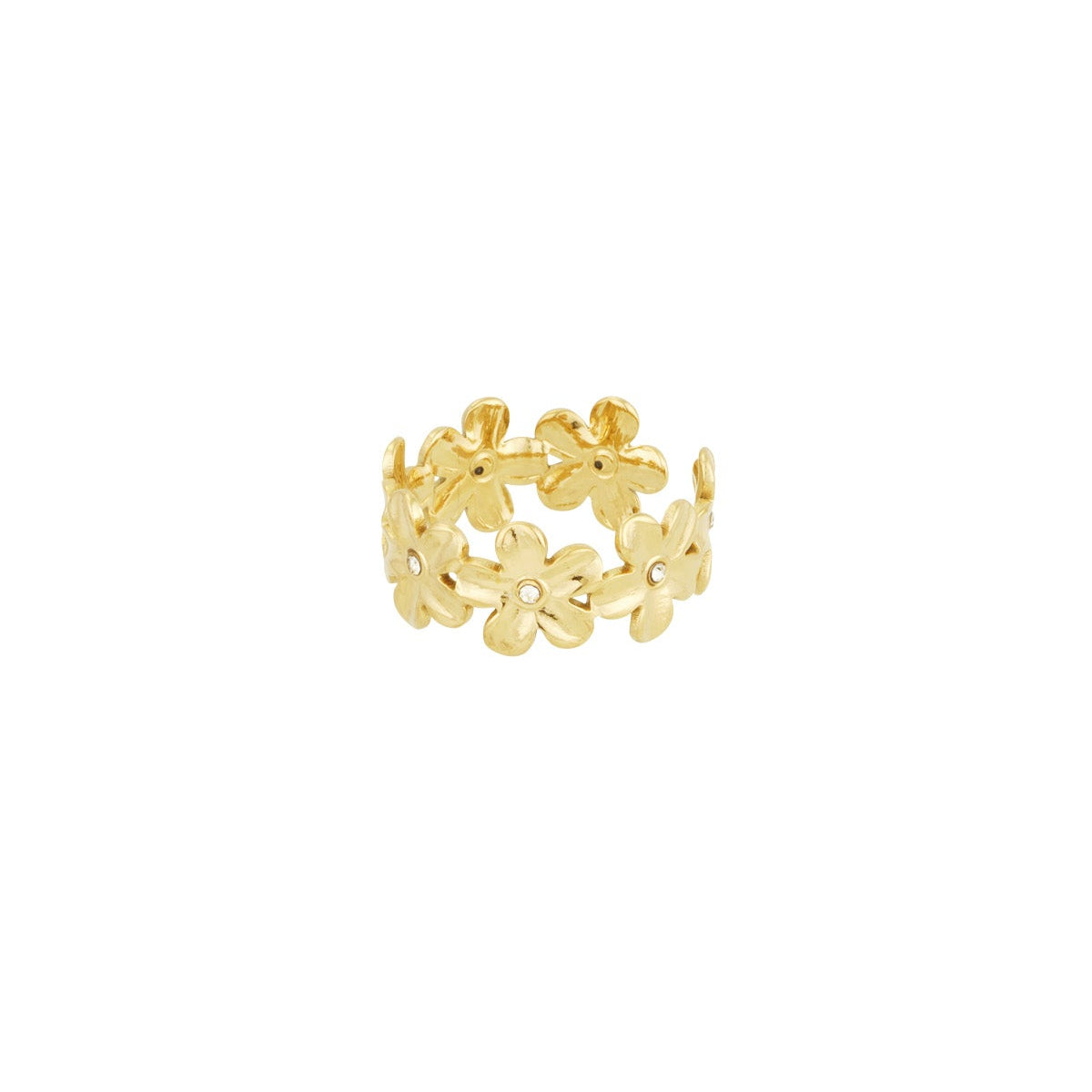 Ring little flowers strass - Goud ring