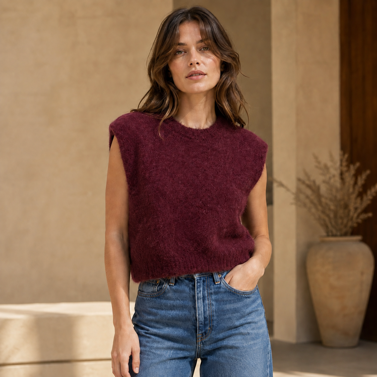Debardeur mouwloze trui - Burgundy top