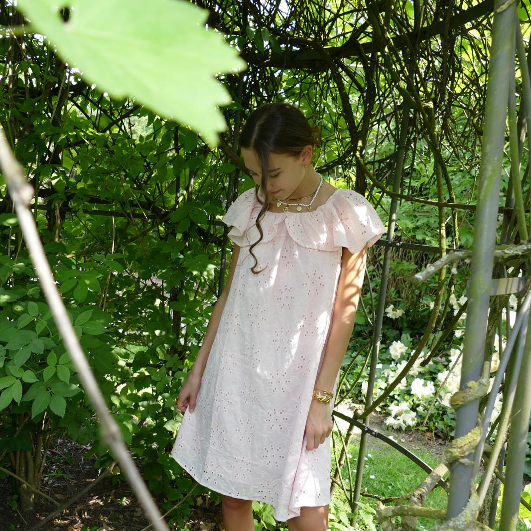 Jurk Broderie - Roze jurk