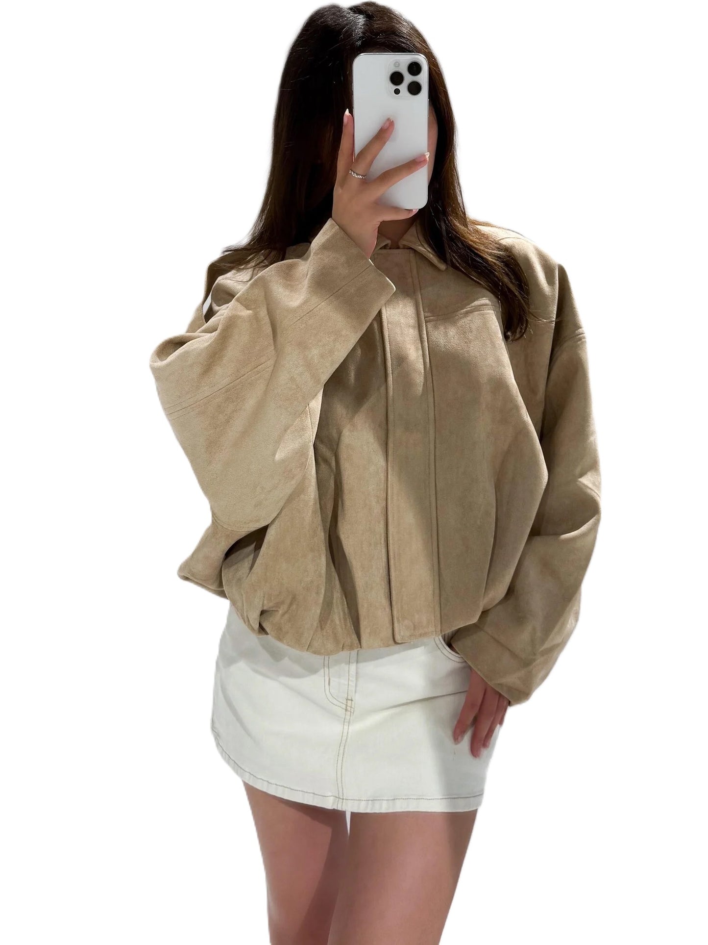Jas Suedelook Beige S M
