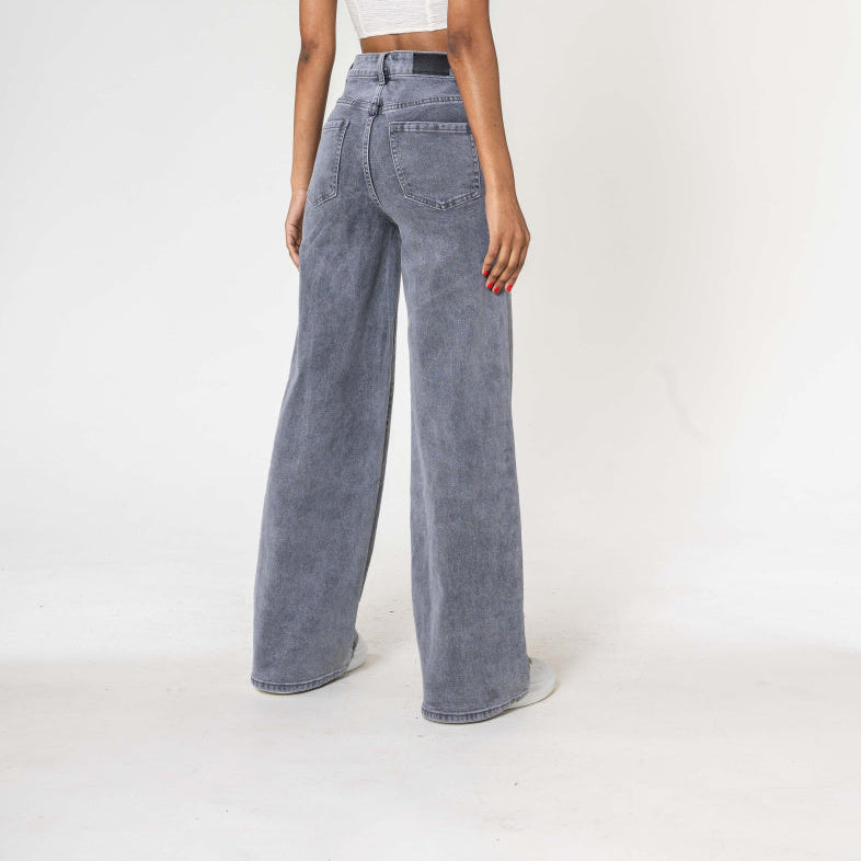 Jeans high waisted super wide leg - Grijs Broeken