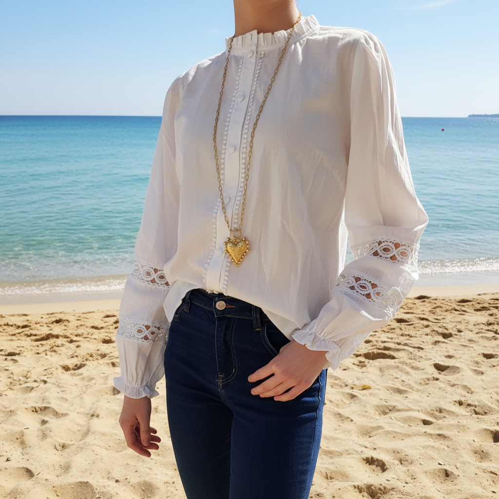 Witte Broderie Blouse tops