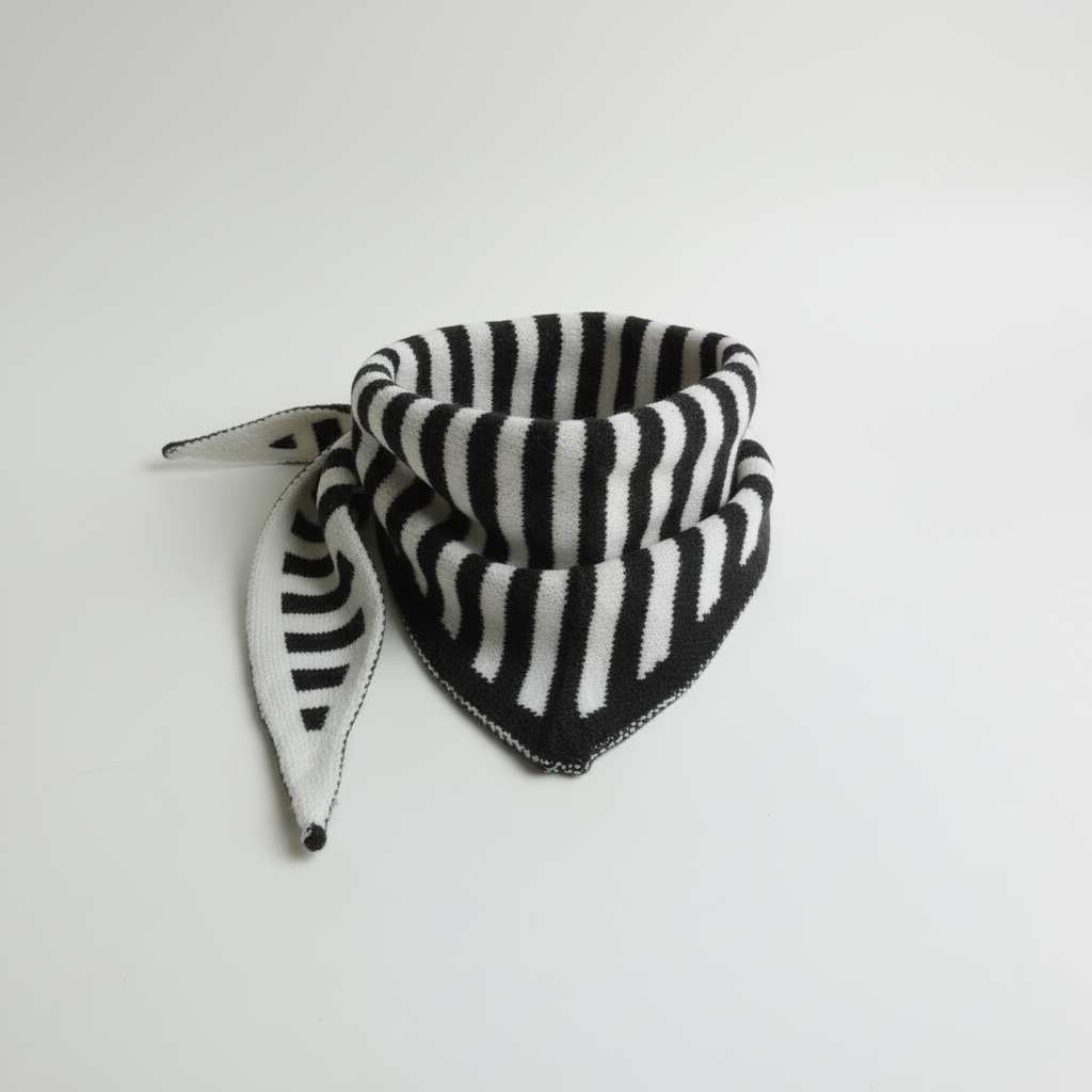 Sjaaltje Triangle Gestreept - Zwart/Wit sjaal