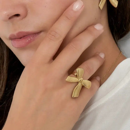 Statement ring strik - Goud ring