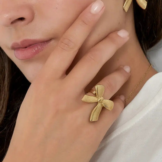 Statement ring strik - Goud ring