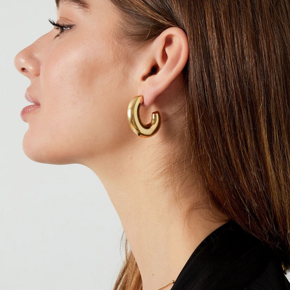 Oorbellen basic hoops 3,3cm - Goud oorbellen