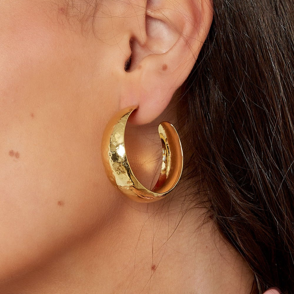 Oorbellen printed hoops - Zilver oorbellen