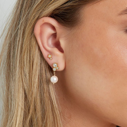 Oorbellen strass parel - Goud