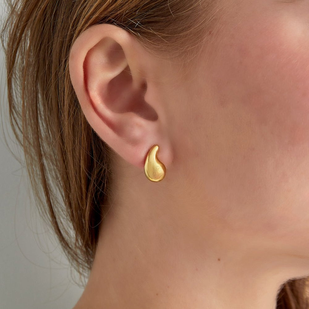 Oorbellen platte druppel - Goud oorbellen