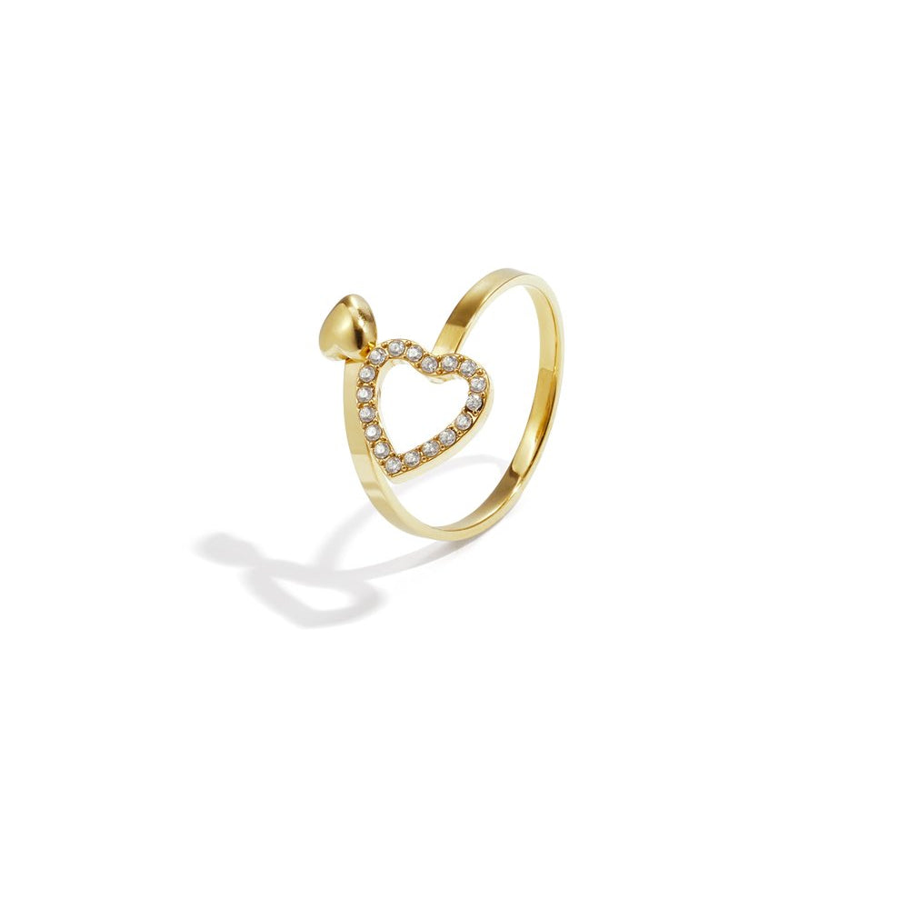 Ring Met Hartjes & Steentjes - Goud Ring