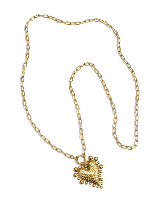Lange Chunky Ketting Met Hart Bedel - Goud Ketting