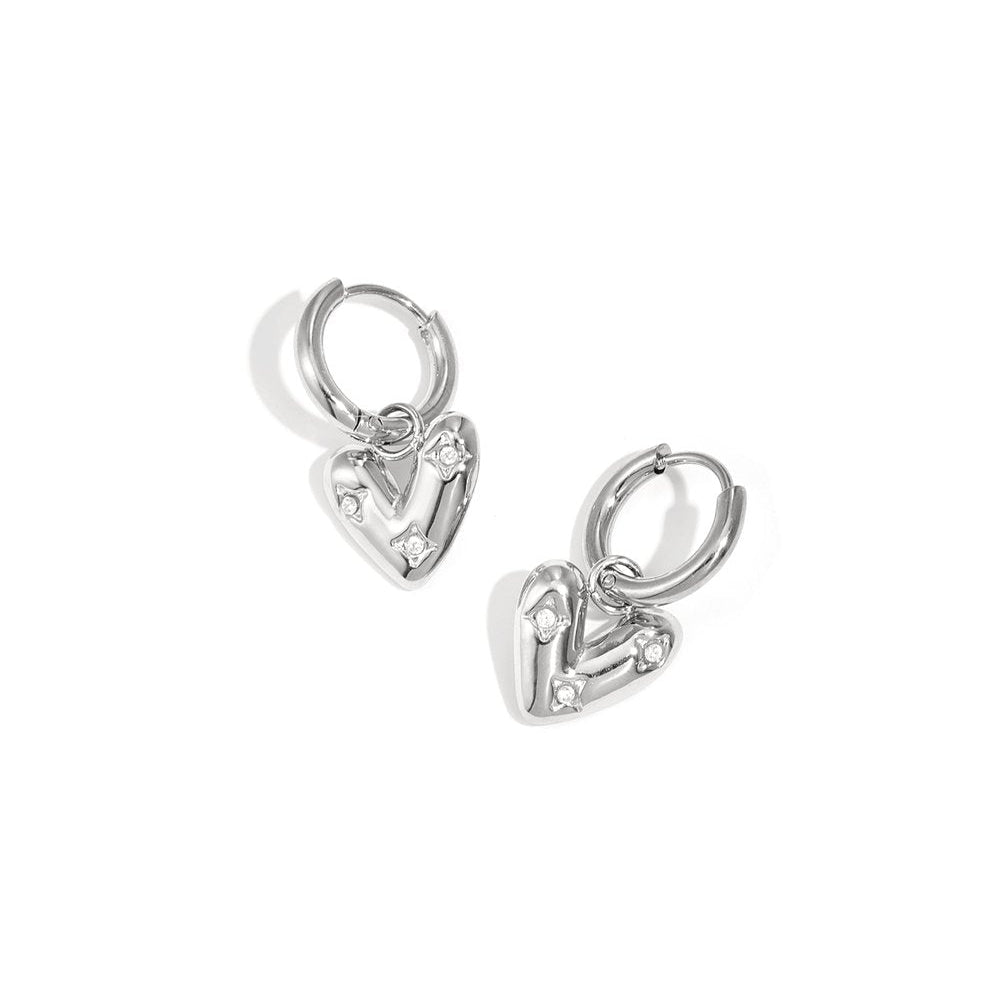 Oorbellen Little Heart Strass - Zilver Oorbellen