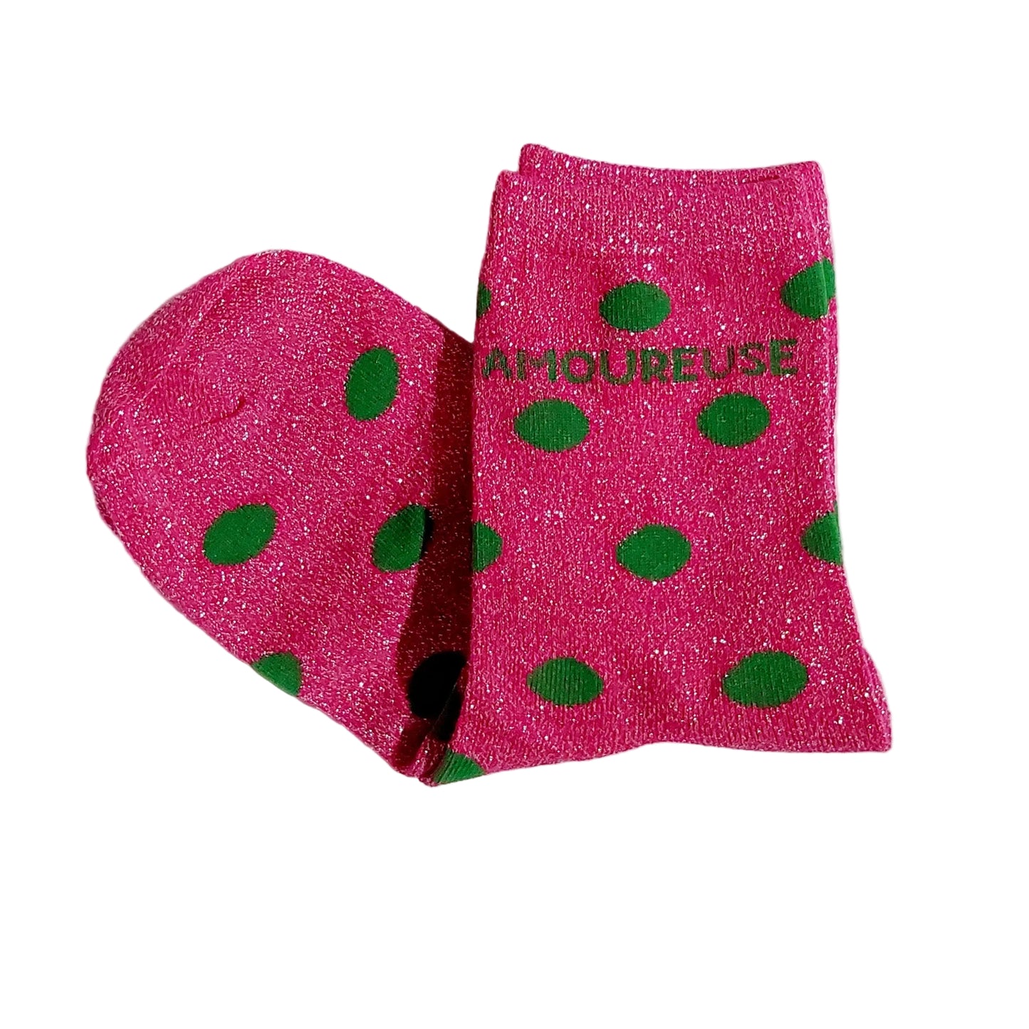 Sokken polkadot - Fuchsia/groen