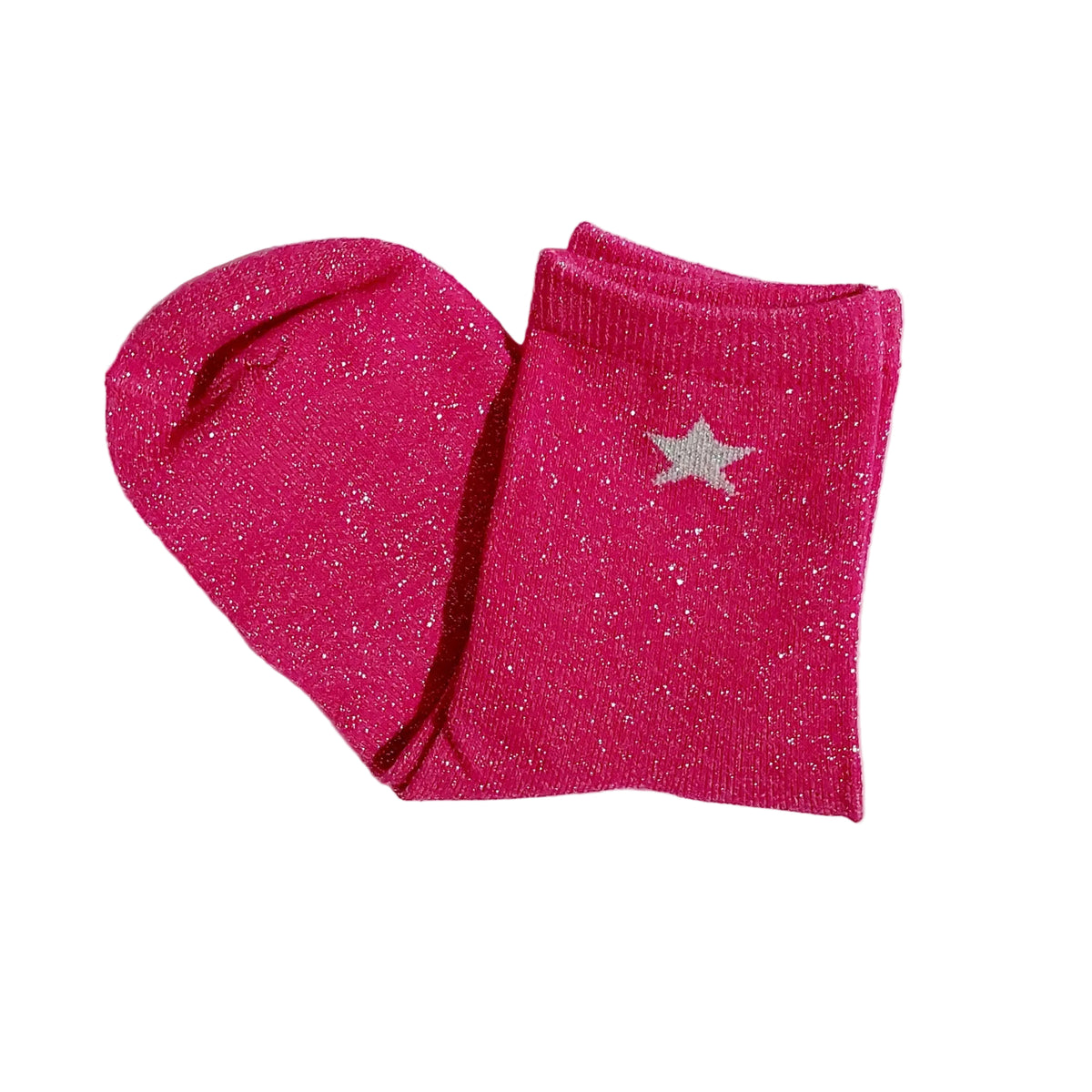 Glitter Sokken Star Fuchsia
